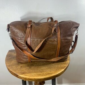 Rugby north America large  travel business sports  light leather unisex bag